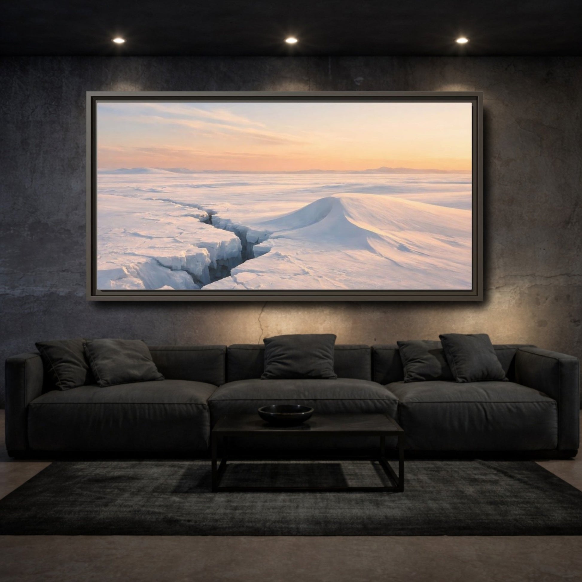 Landscape Nature Ice Field Winter - Framed Canvas Wall Art Print - YesArtYes