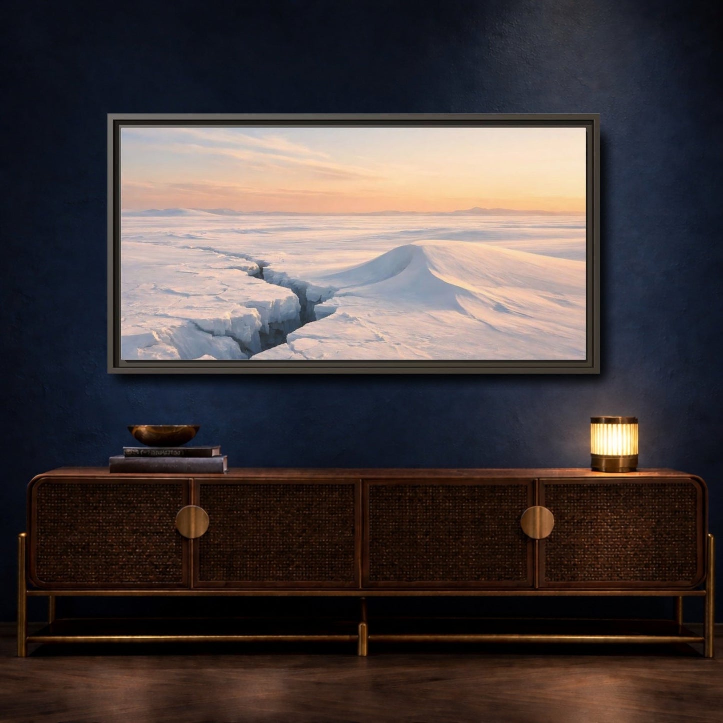 Landscape Nature Ice Field Winter - Framed Canvas Wall Art Print - YesArtYes