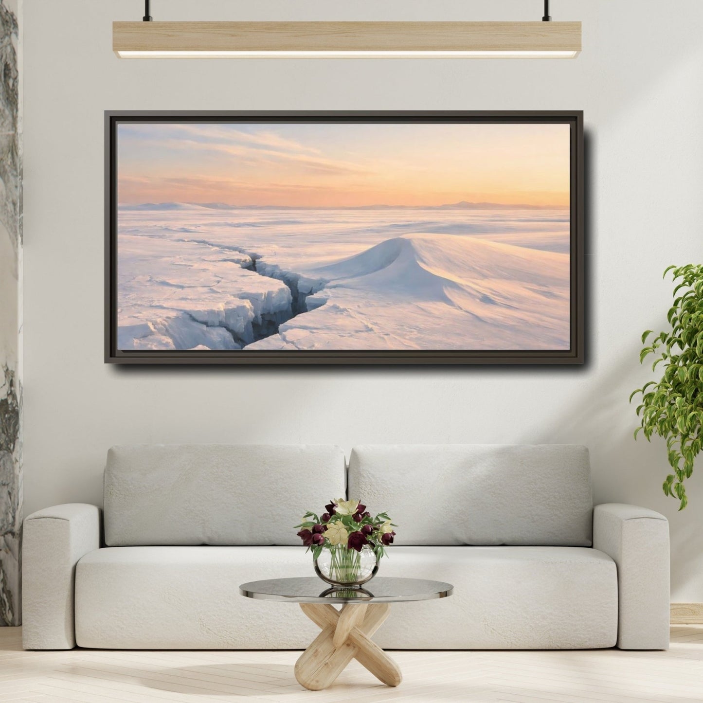 Landscape Nature Ice Field Winter - Framed Canvas Wall Art Print - YesArtYes