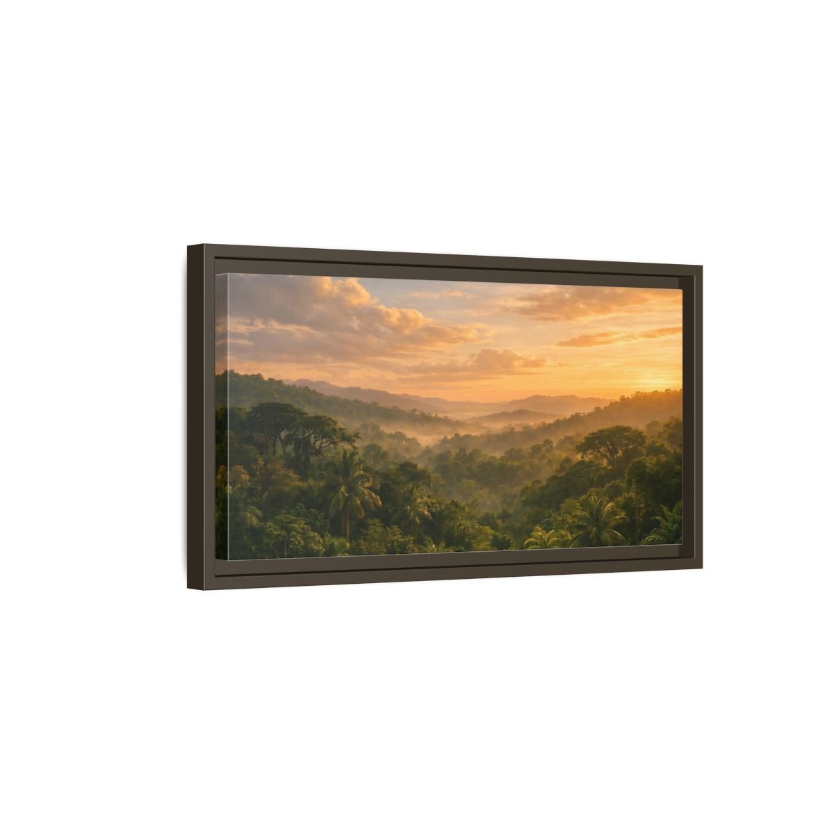 Landscape Nature Jungle Golden Forest - Framed Canvas Wall Art Print - YesArtYes