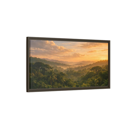 Landscape Nature Jungle Golden Forest - Framed Canvas Wall Art Print - YesArtYes