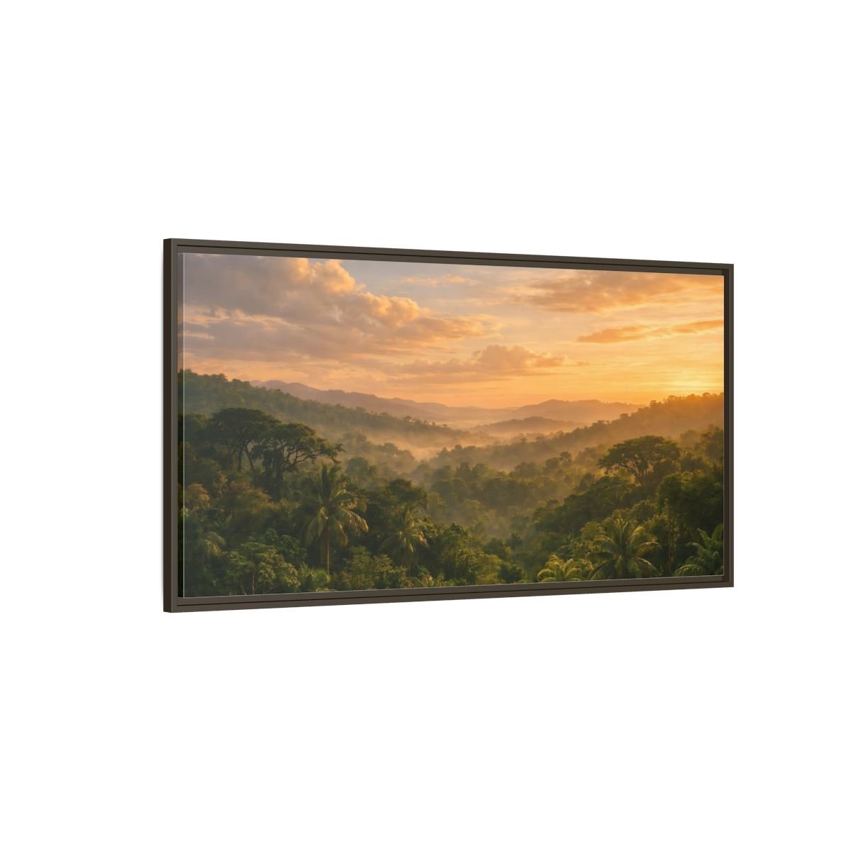 Landscape Nature Jungle Golden Forest - Framed Canvas Wall Art Print - YesArtYes