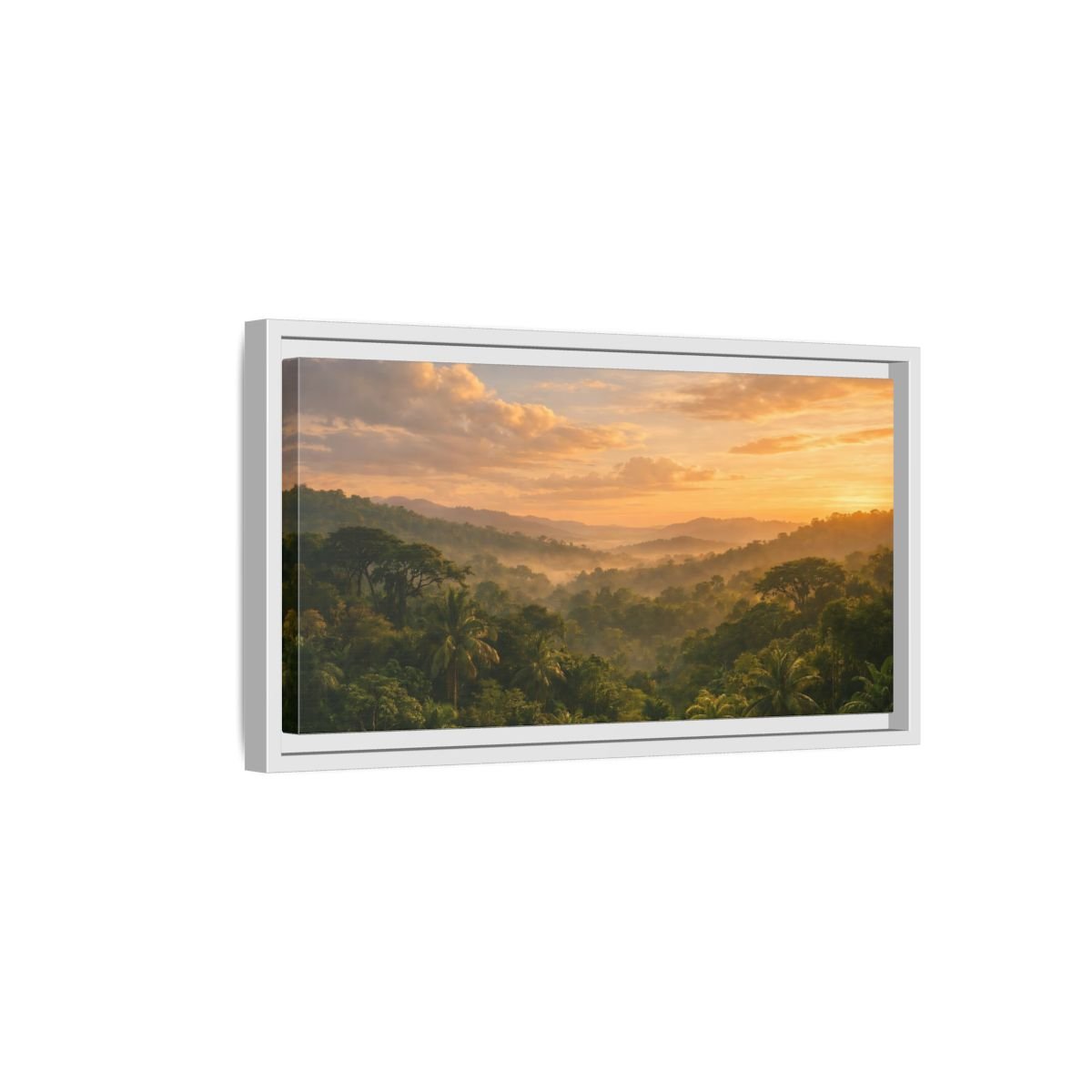 Landscape Nature Jungle Golden Forest - Framed Canvas Wall Art Print - YesArtYes
