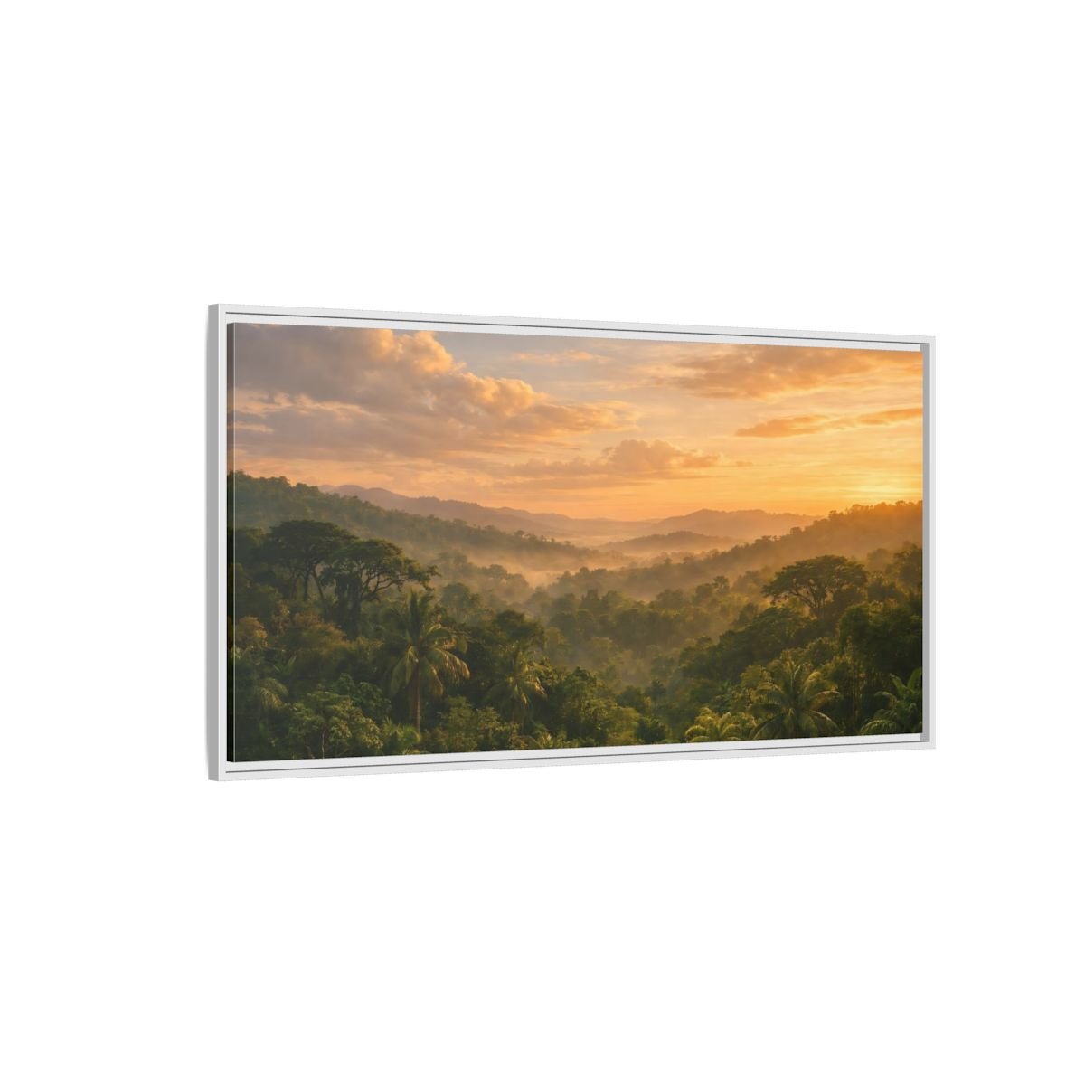 Landscape Nature Jungle Golden Forest - Framed Canvas Wall Art Print - YesArtYes