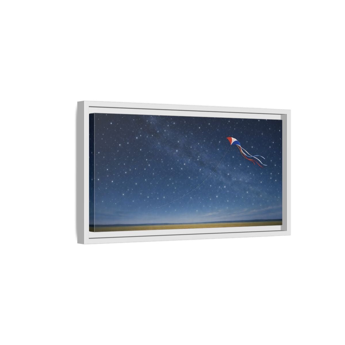 Landscape Nature Kite Blue And Gold - Framed Canvas Wall Art Print - YesArtYes