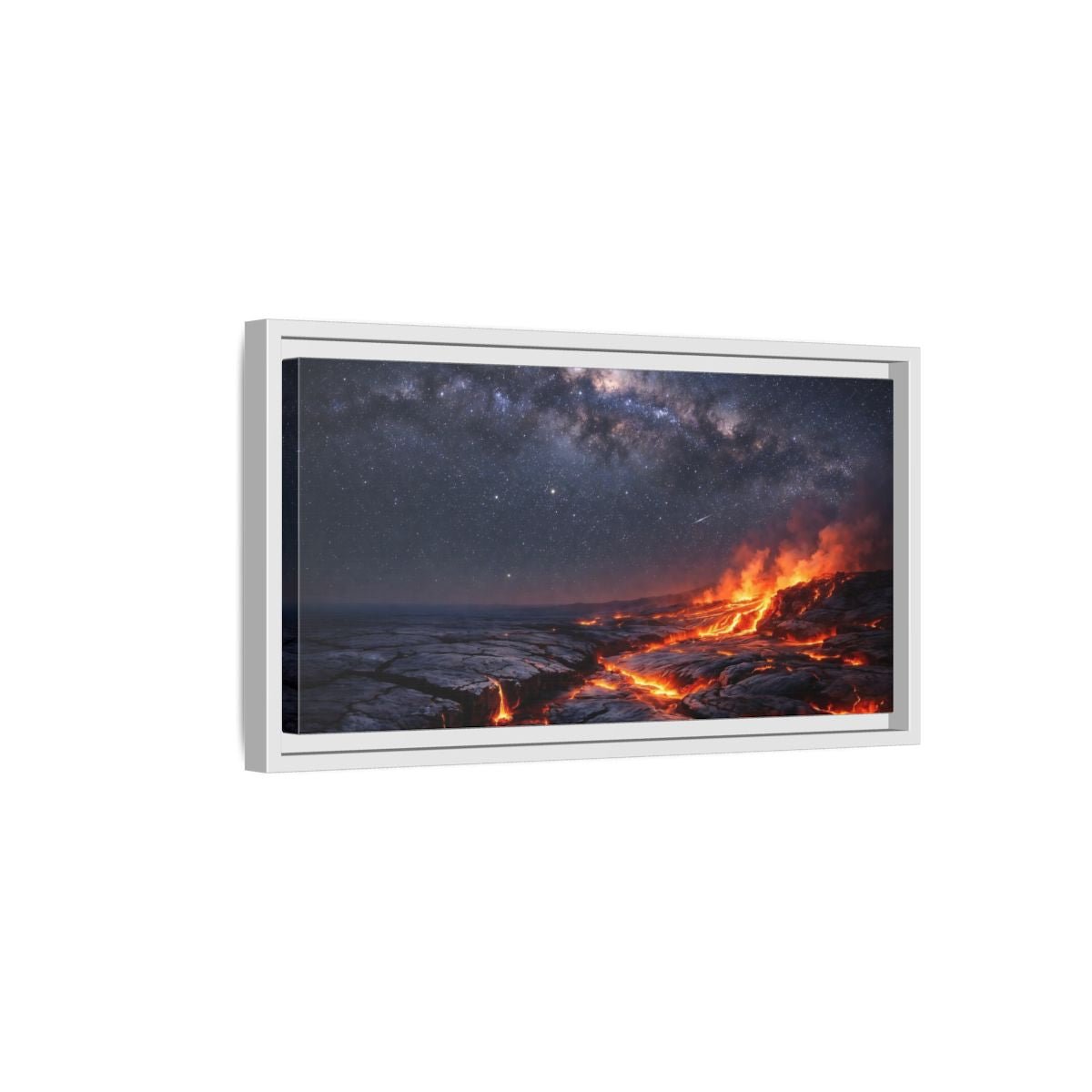 Landscape Nature Lava Flow Orange And - Framed Canvas Wall Art Print - YesArtYes