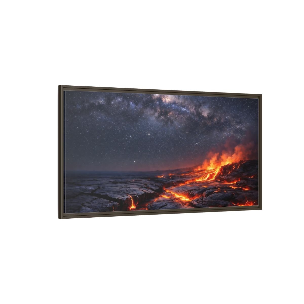 Landscape Nature Lava Flow Orange And - Framed Canvas Wall Art Print - YesArtYes