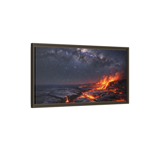Landscape Nature Lava Flow Orange And - Framed Canvas Wall Art Print - YesArtYes