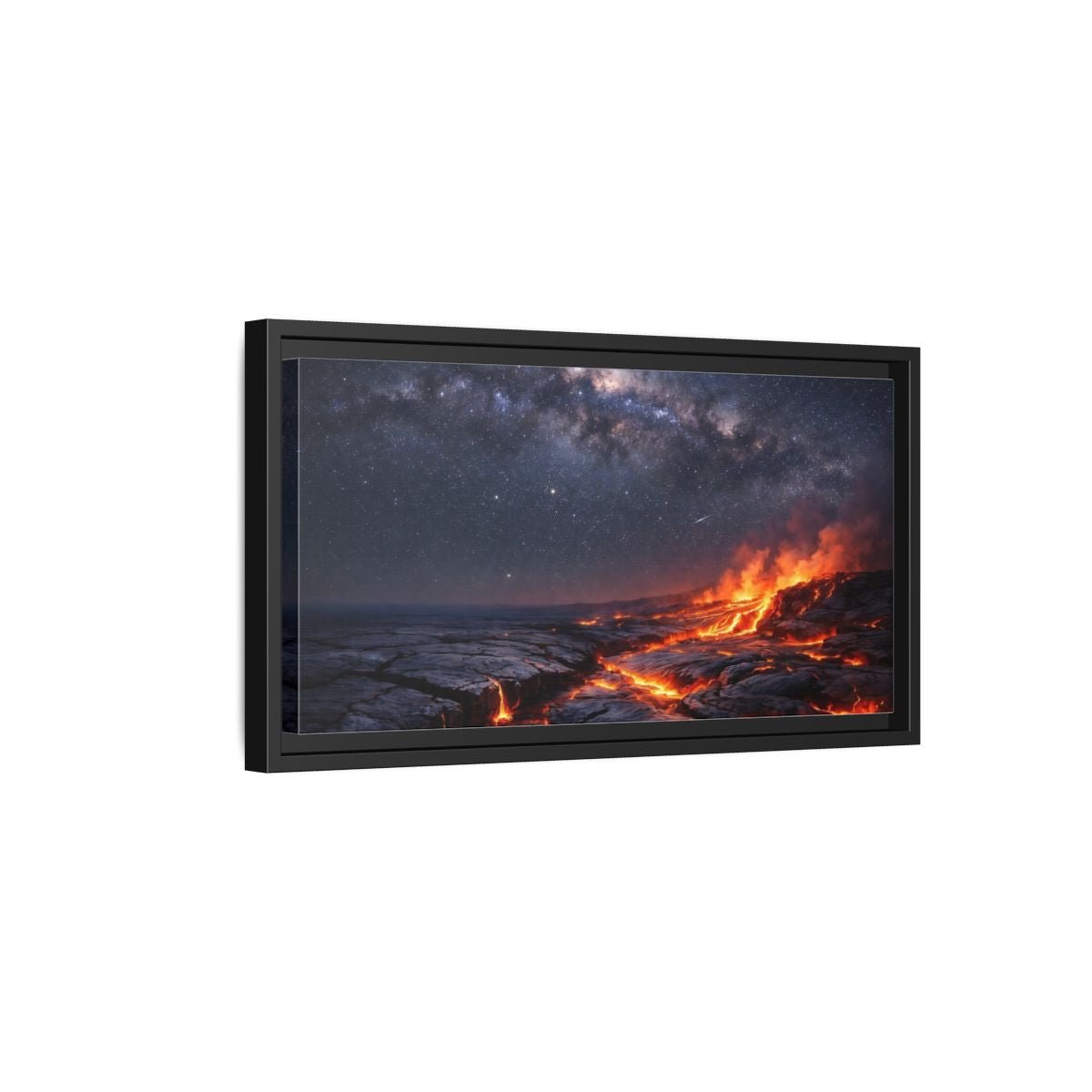 Landscape Nature Lava Flow Orange And - Framed Canvas Wall Art Print - YesArtYes