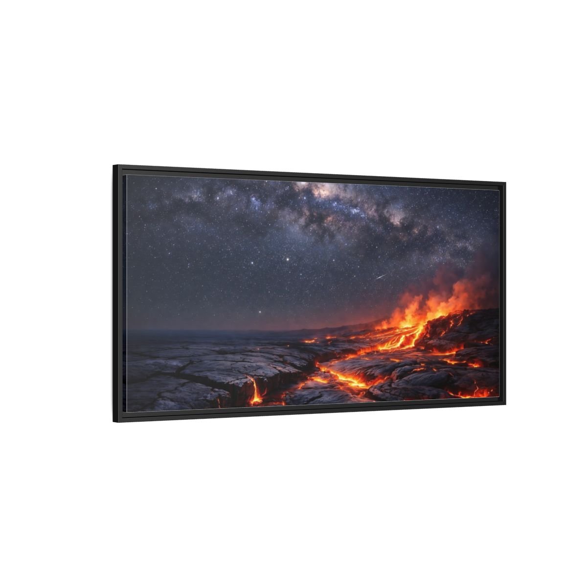 Landscape Nature Lava Flow Orange And - Framed Canvas Wall Art Print - YesArtYes