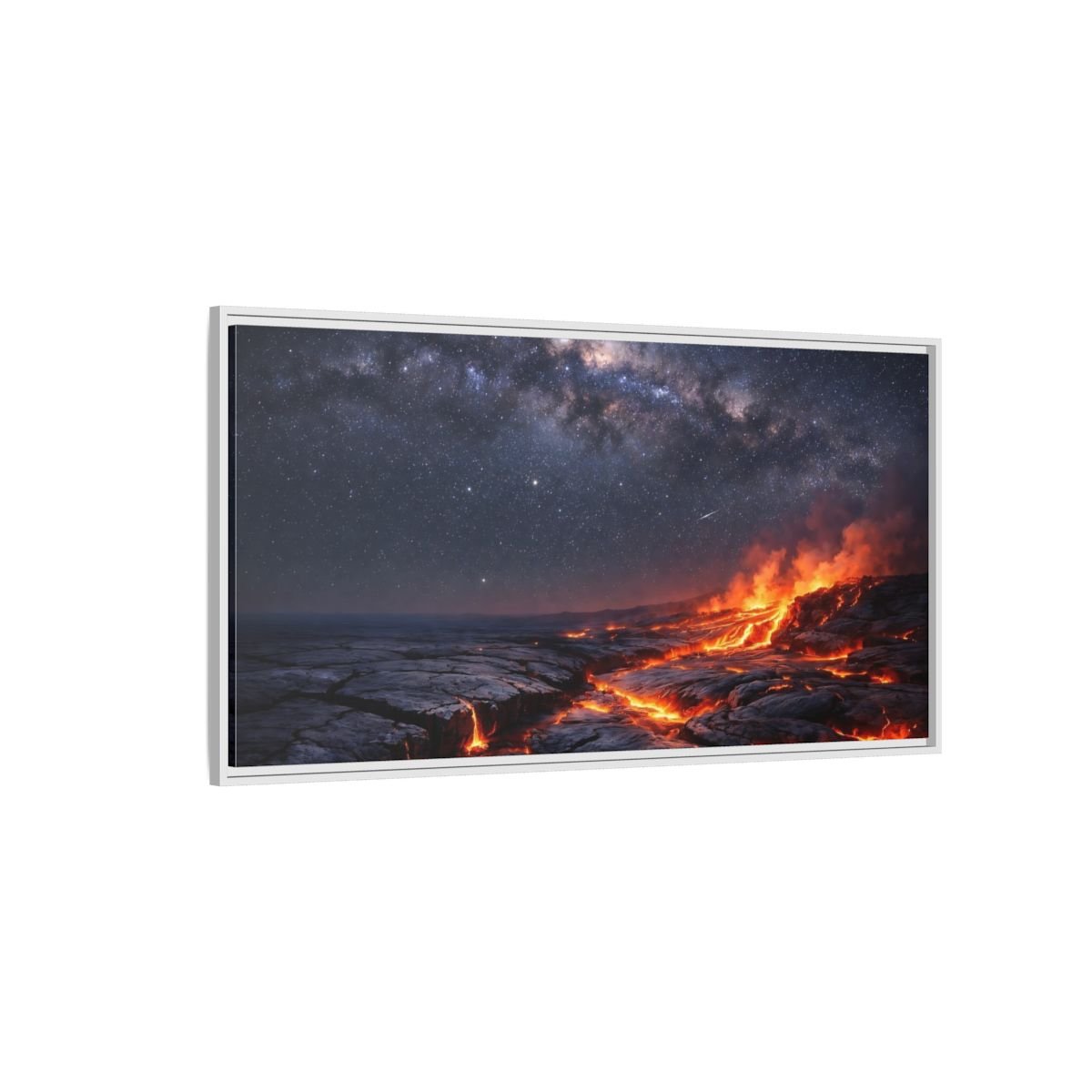 Landscape Nature Lava Flow Orange And - Framed Canvas Wall Art Print - YesArtYes