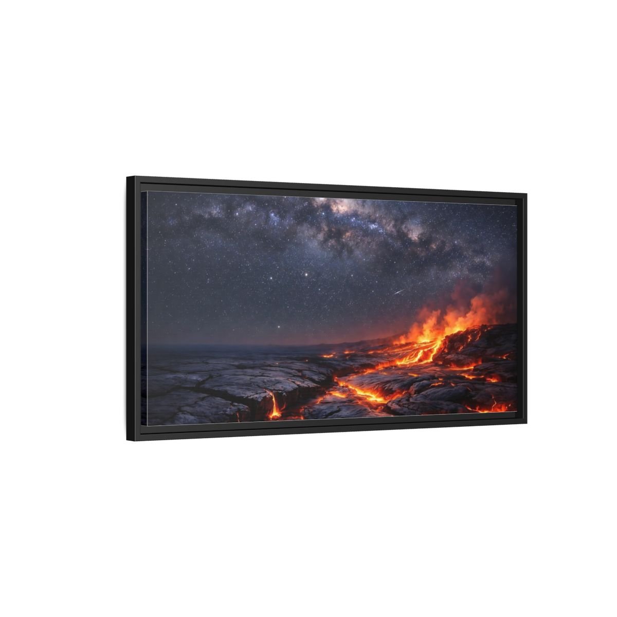 Landscape Nature Lava Flow Orange And - Framed Canvas Wall Art Print - YesArtYes