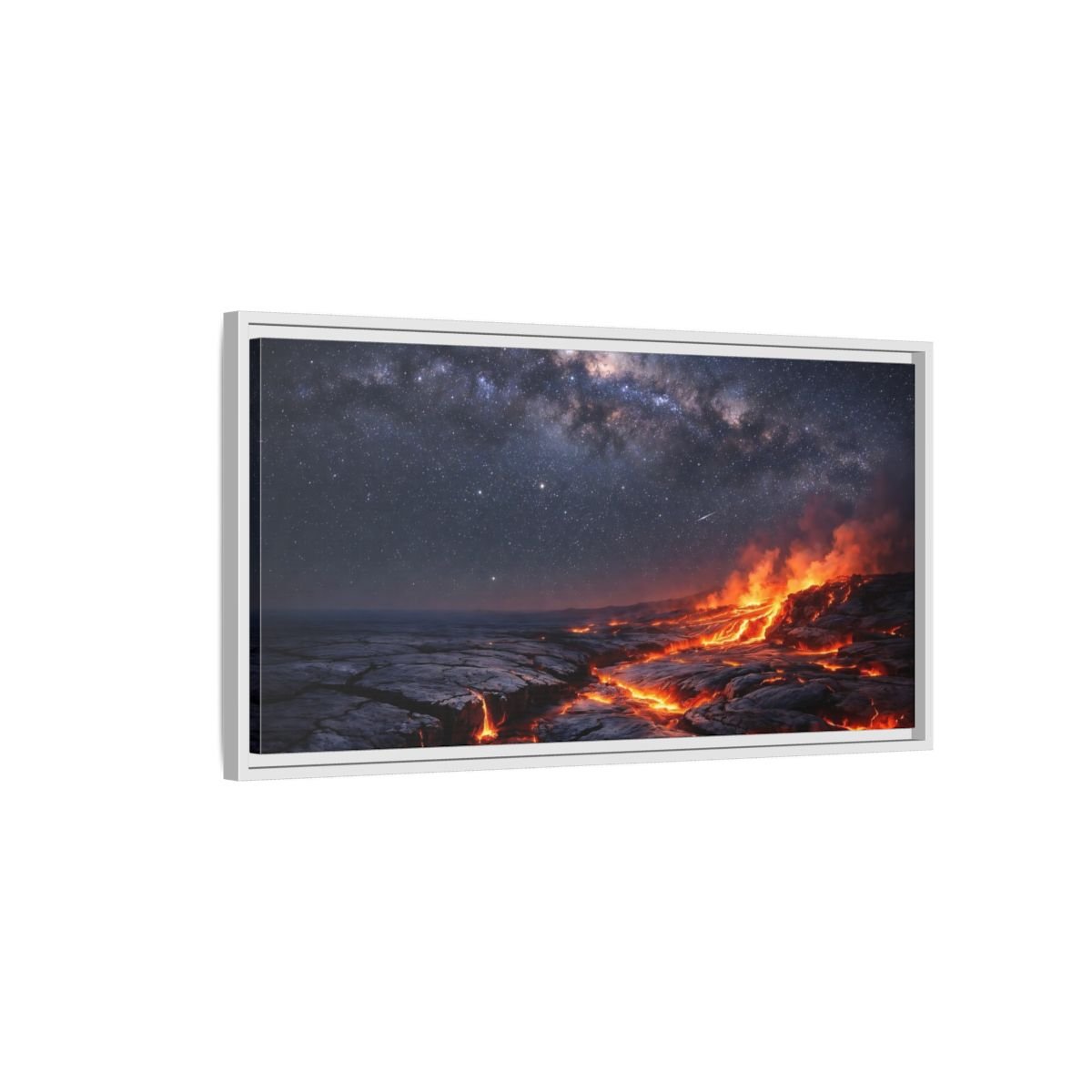 Landscape Nature Lava Flow Orange And - Framed Canvas Wall Art Print - YesArtYes