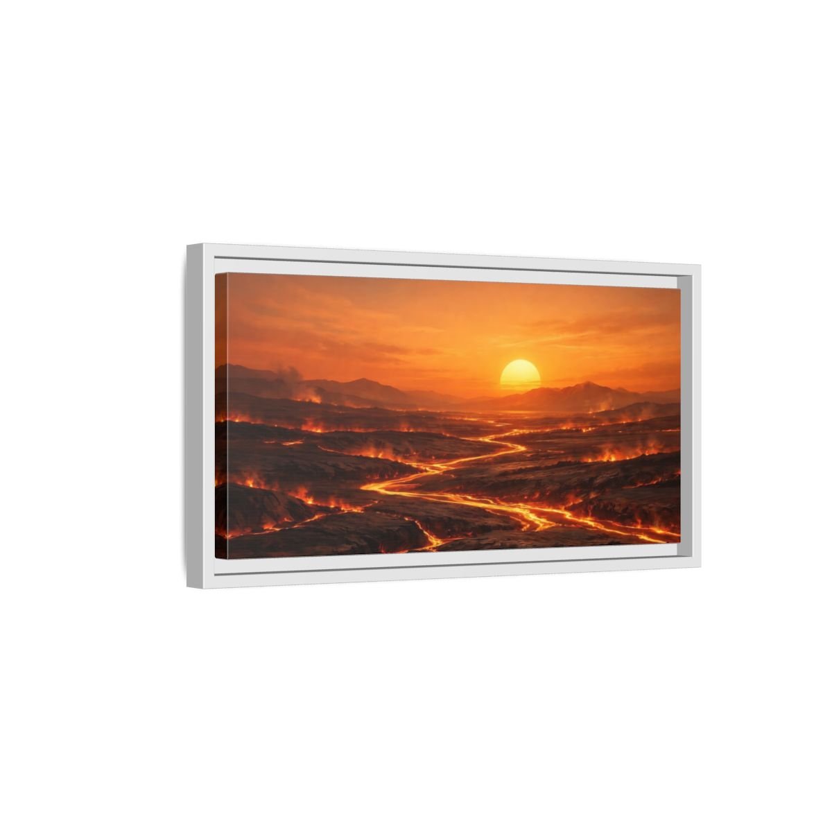 Landscape Nature Lava Flow Orange - Framed Canvas Wall Art Print - YesArtYes
