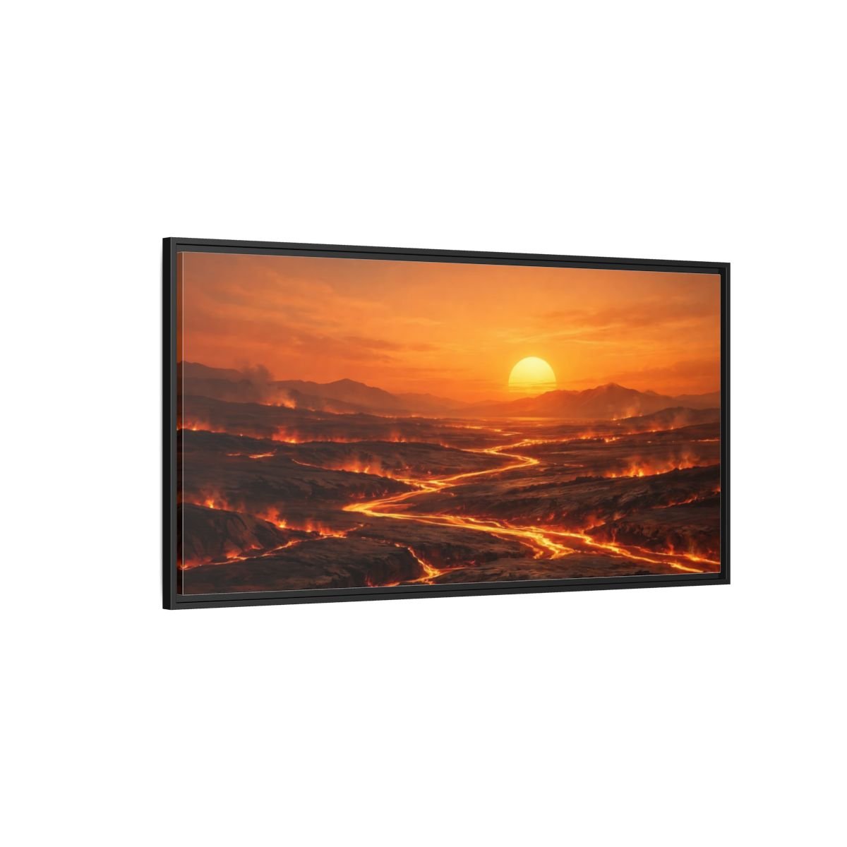 Landscape Nature Lava Flow Orange - Framed Canvas Wall Art Print - YesArtYes