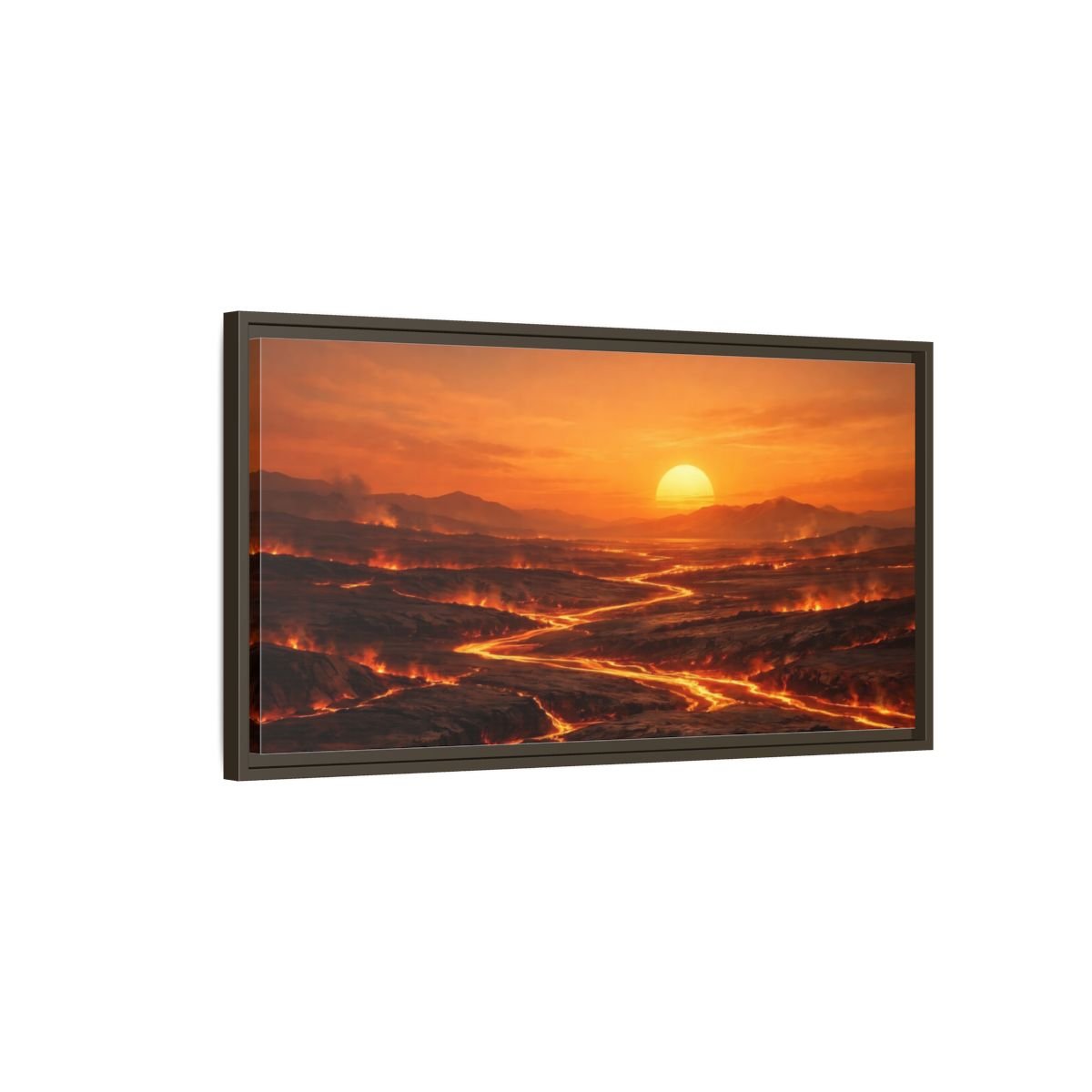 Landscape Nature Lava Flow Orange - Framed Canvas Wall Art Print - YesArtYes