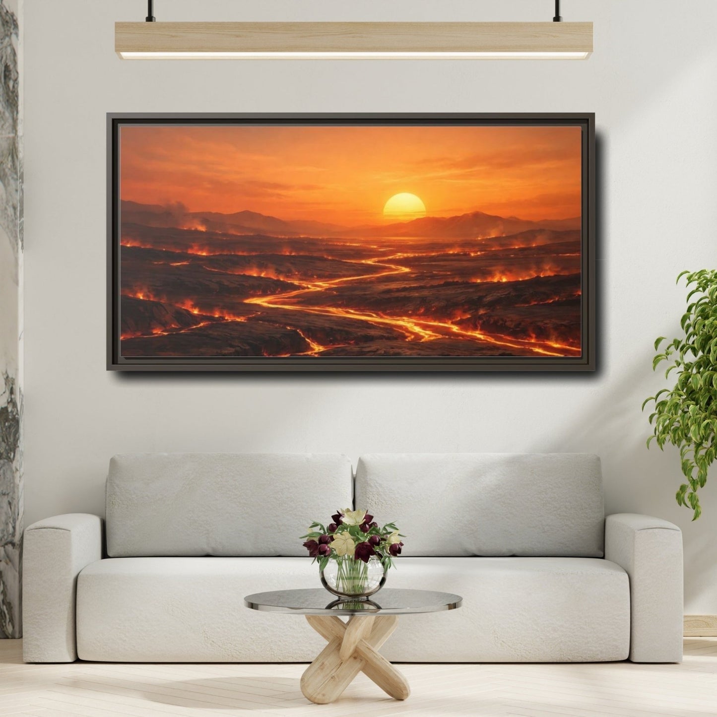 Landscape Nature Lava Flow Orange - Framed Canvas Wall Art Print - YesArtYes