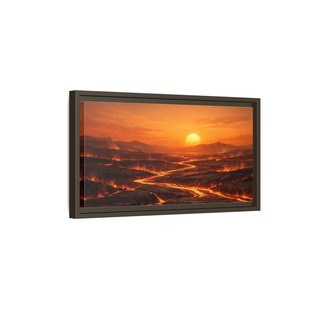 Side Mockup 7. Nature Lava Flow Orange Lava Landscape shown as stretched canvas wall art