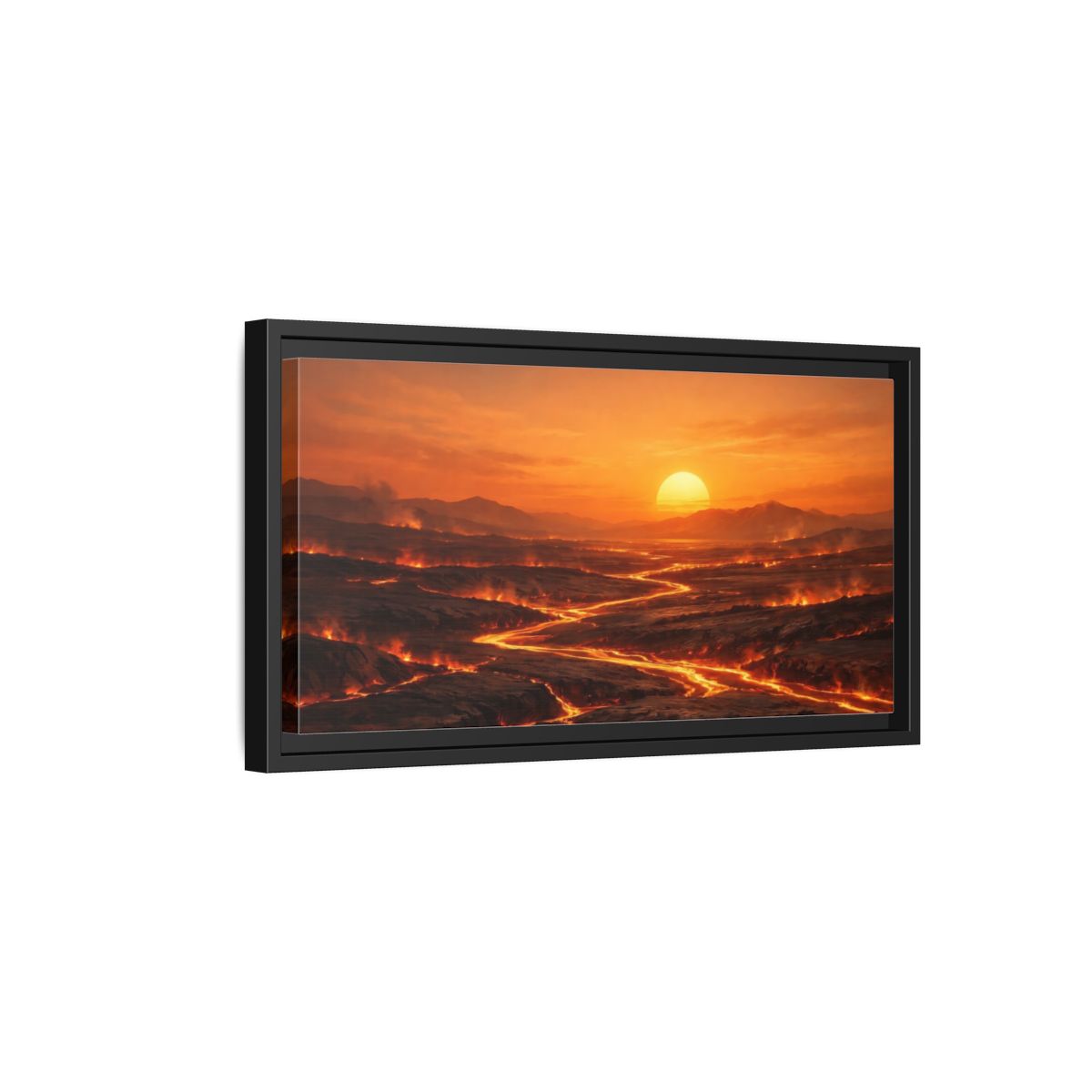 Side Mockup 8. Nature Lava Flow Orange Lava Landscape shown as stretched canvas wall art