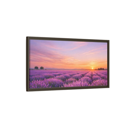 Landscape Nature Lavender Field Purple Sunset - Framed Canvas Wall Art Print - YesArtYes