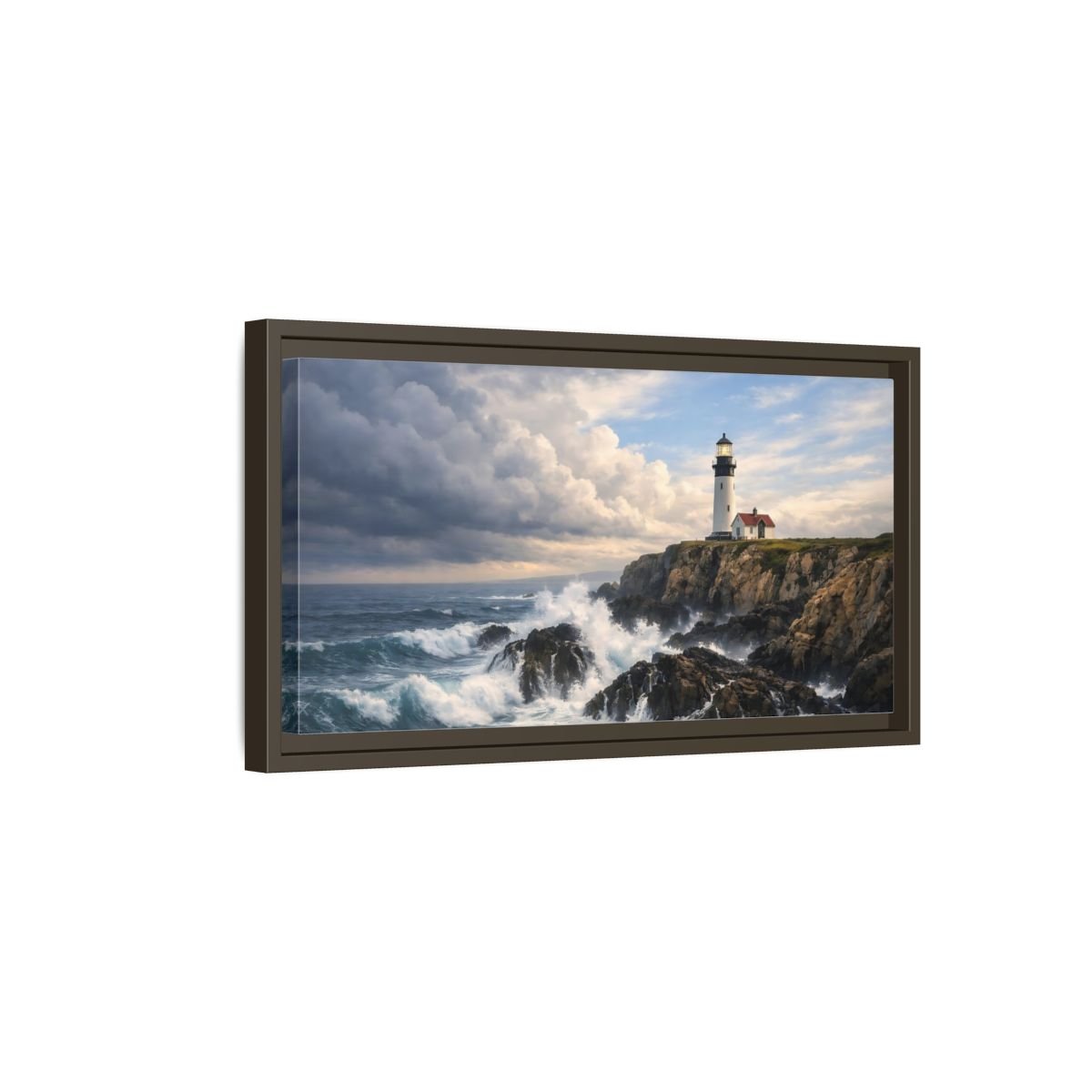 Landscape Nature Lighthouse Ocean Scene - Framed Canvas Wall Art Print - YesArtYes