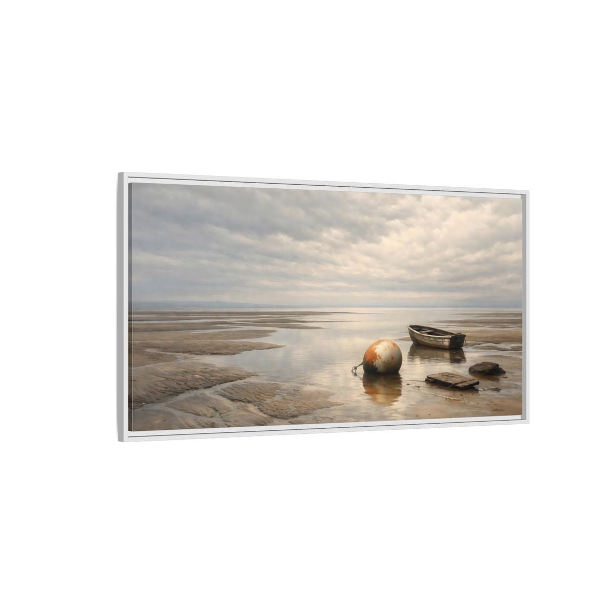 Landscape Nature Low Tide Coastal - Framed Canvas Wall Art Print - YesArtYes