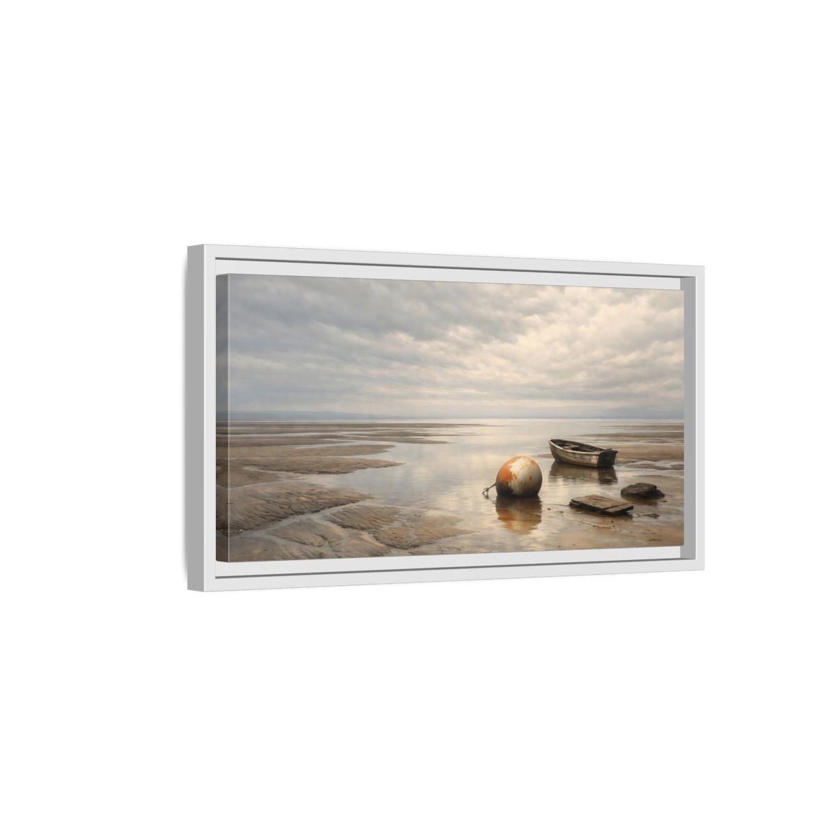 Landscape Nature Low Tide Coastal - Framed Canvas Wall Art Print - YesArtYes