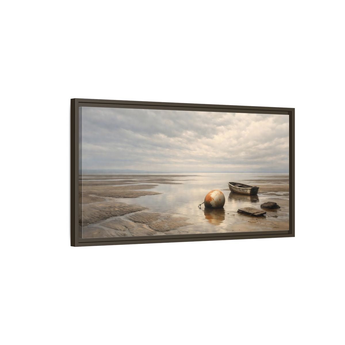 Landscape Nature Low Tide Coastal - Framed Canvas Wall Art Print - YesArtYes