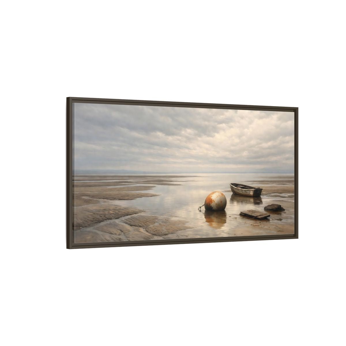 Landscape Nature Low Tide Coastal - Framed Canvas Wall Art Print - YesArtYes