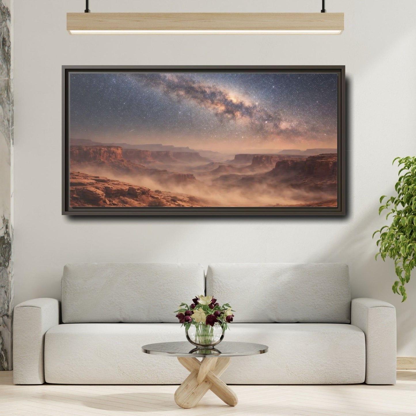 Landscape Nature Milky Way Desert Night - Framed Canvas Wall Art Print - YesArtYes