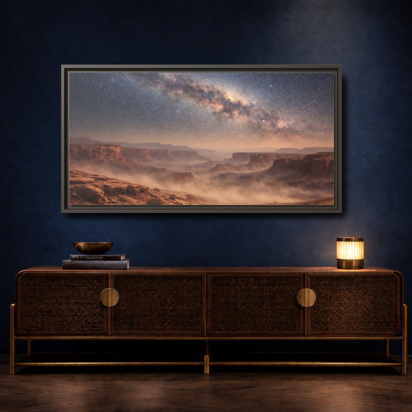Landscape Nature Milky Way Desert Night - Framed Canvas Wall Art Print - YesArtYes