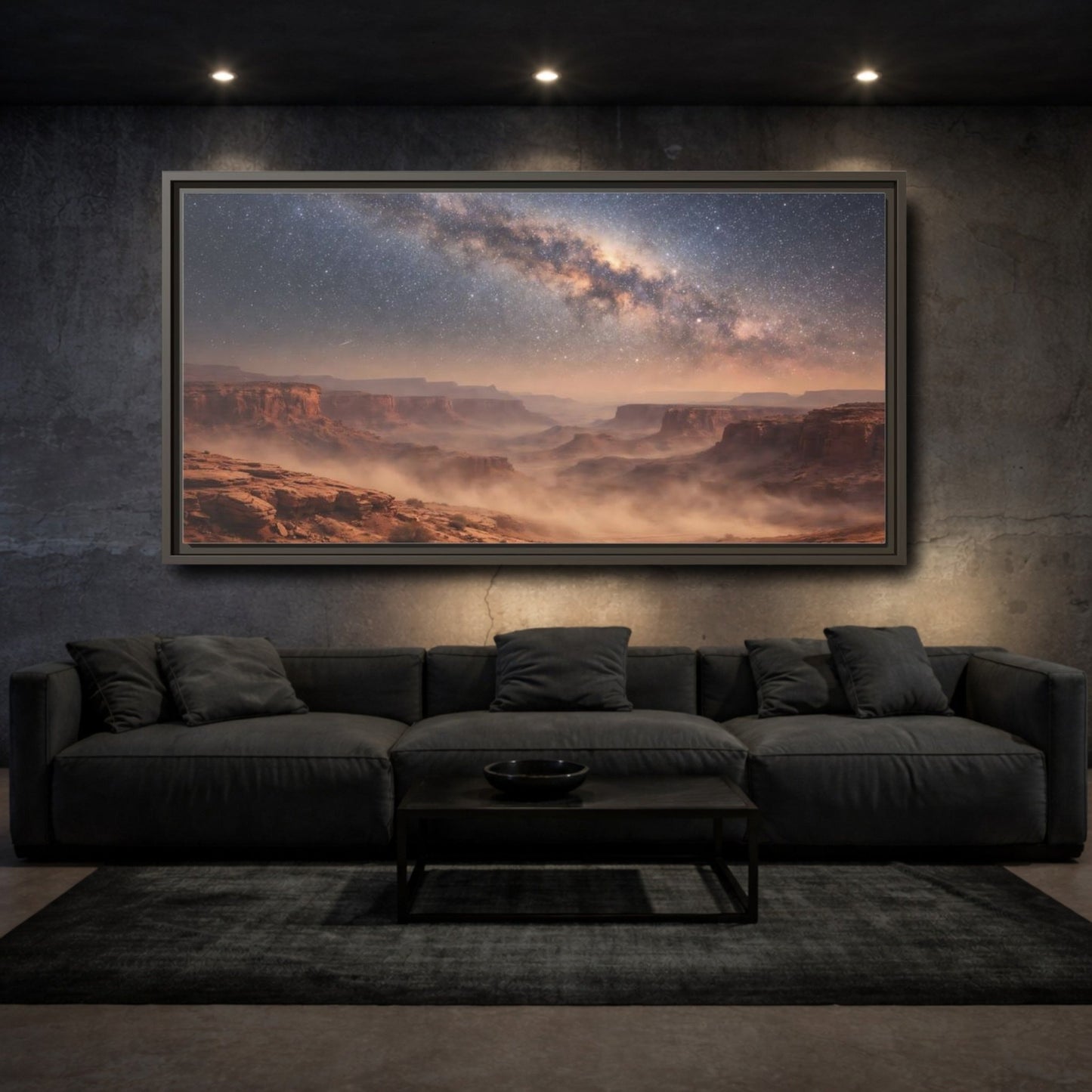 Landscape Nature Milky Way Desert Night - Framed Canvas Wall Art Print - YesArtYes