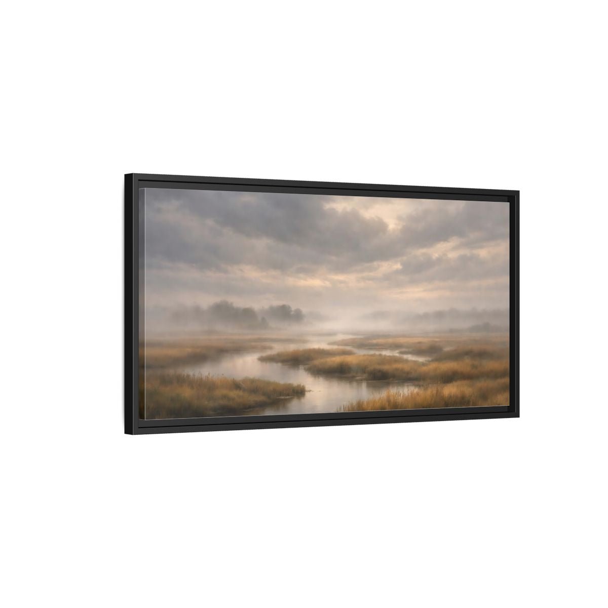 Landscape Nature Misty Marsh - Framed Canvas Wall Art Print - YesArtYes