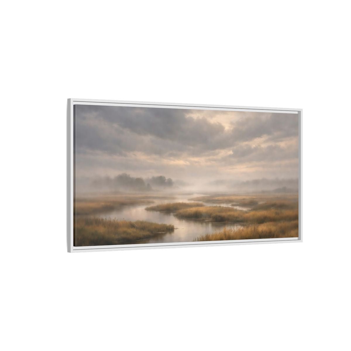 Landscape Nature Misty Marsh - Framed Canvas Wall Art Print - YesArtYes