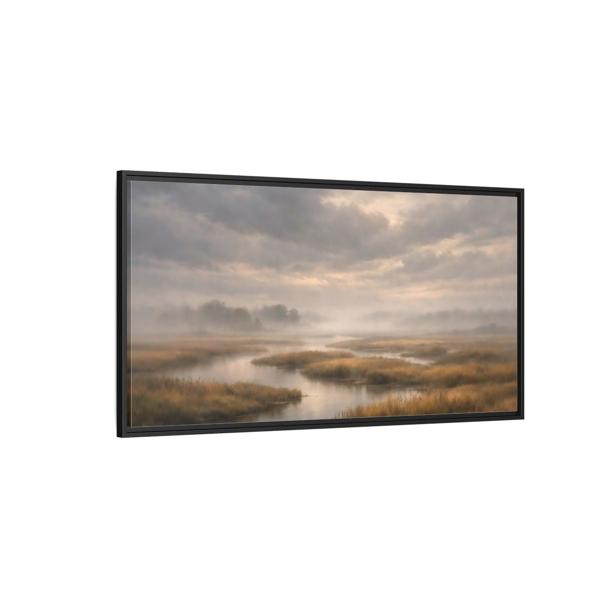 Landscape Nature Misty Marsh - Framed Canvas Wall Art Print - YesArtYes