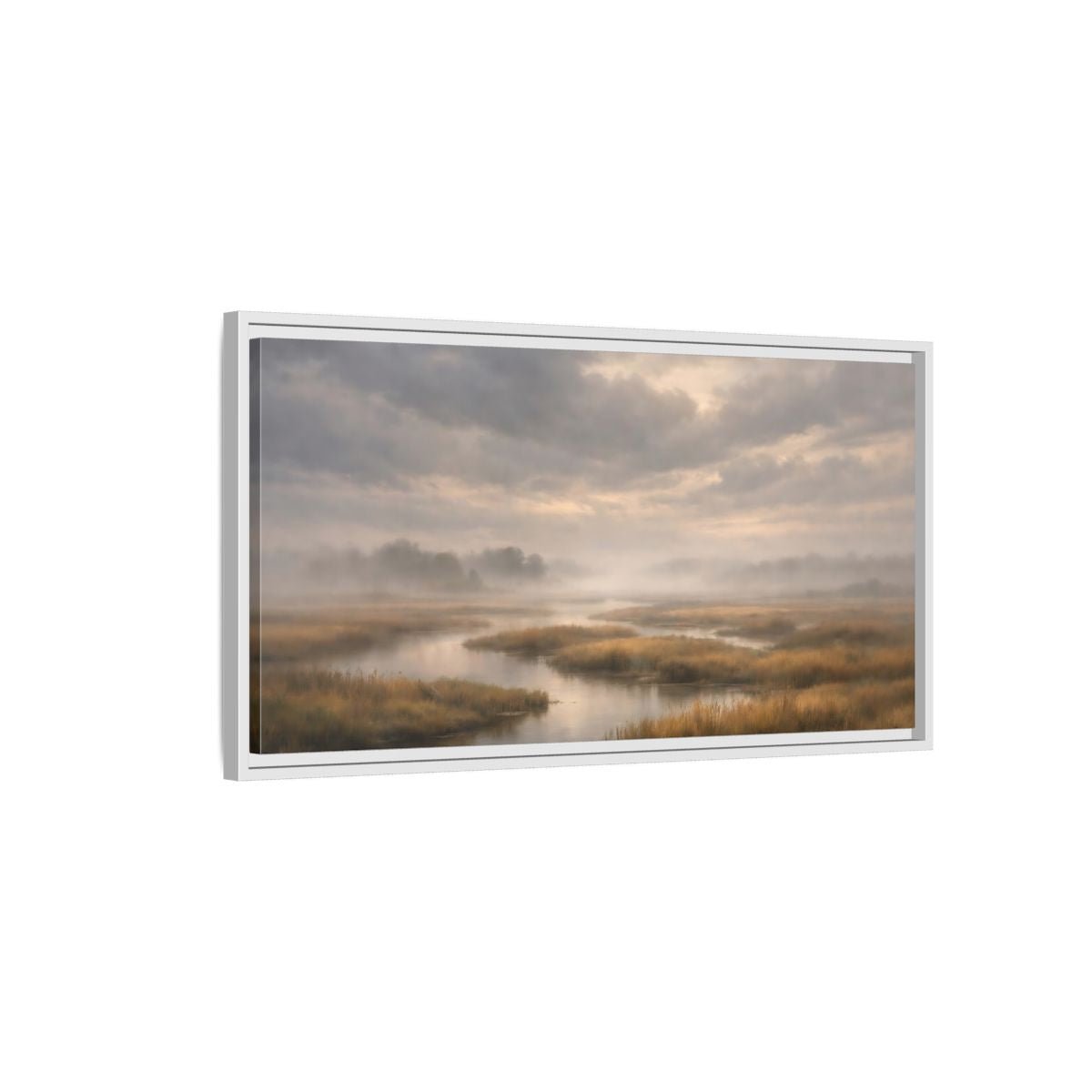 Landscape Nature Misty Marsh - Framed Canvas Wall Art Print - YesArtYes