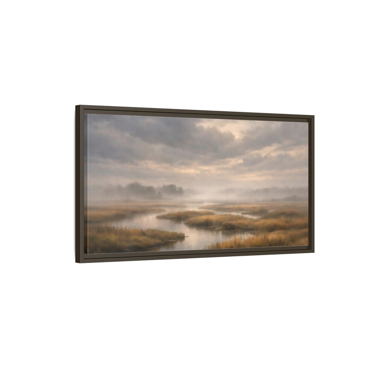 Landscape Nature Misty Marsh - Framed Canvas Wall Art Print - YesArtYes
