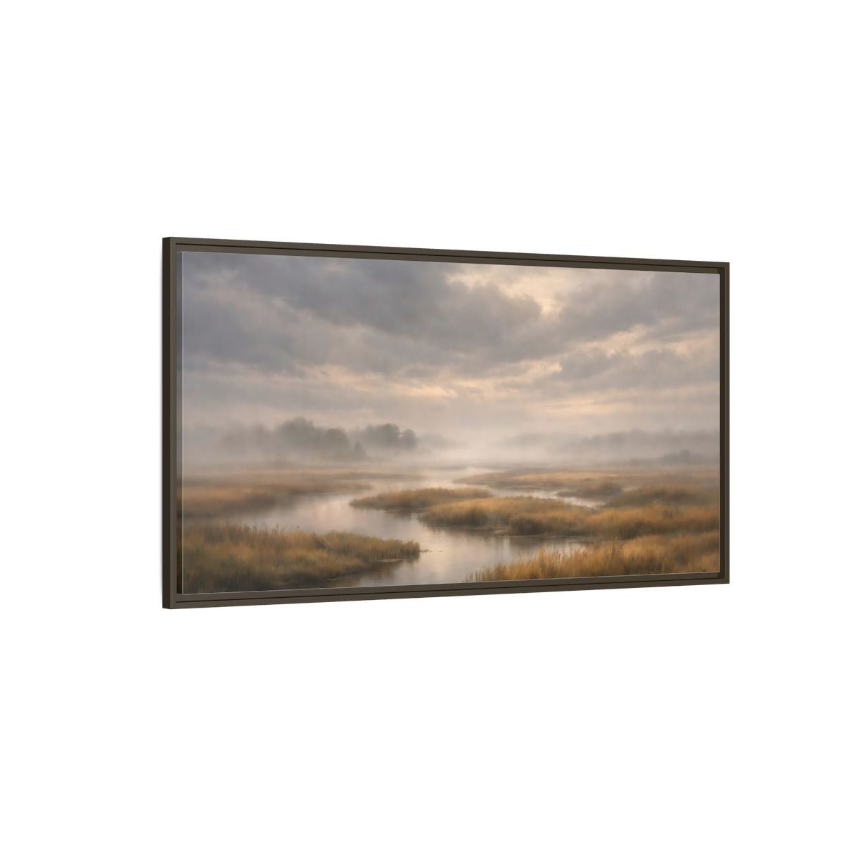 Landscape Nature Misty Marsh - Framed Canvas Wall Art Print - YesArtYes