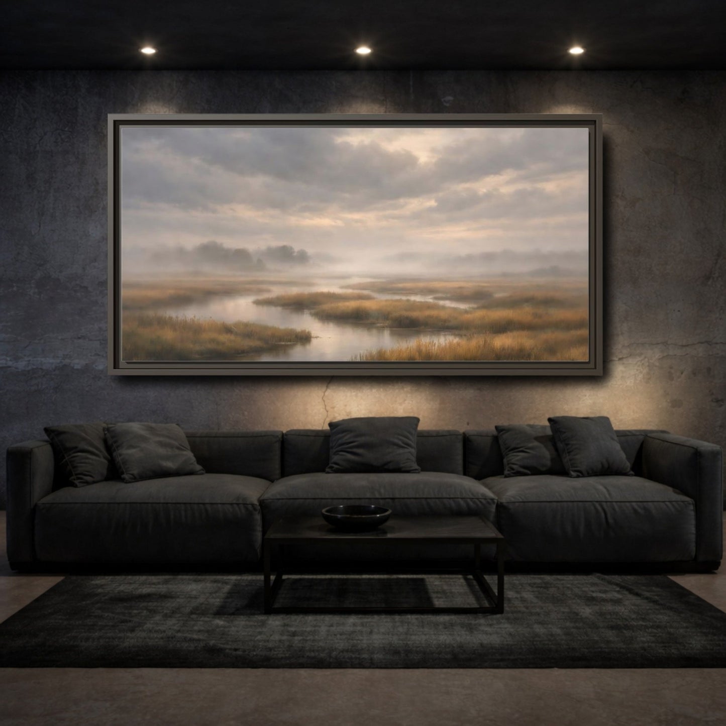Landscape Nature Misty Marsh - Framed Canvas Wall Art Print - YesArtYes