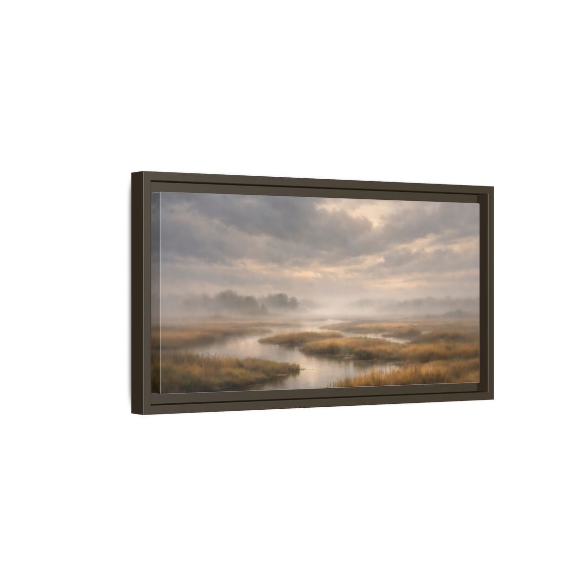 Landscape Nature Misty Marsh - Framed Canvas Wall Art Print - YesArtYes