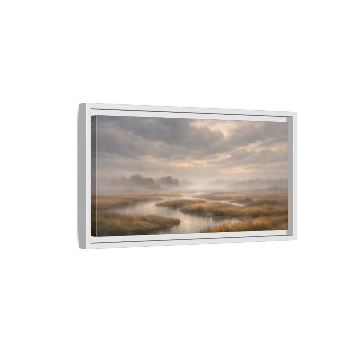 Landscape Nature Misty Marsh - Framed Canvas Wall Art Print - YesArtYes