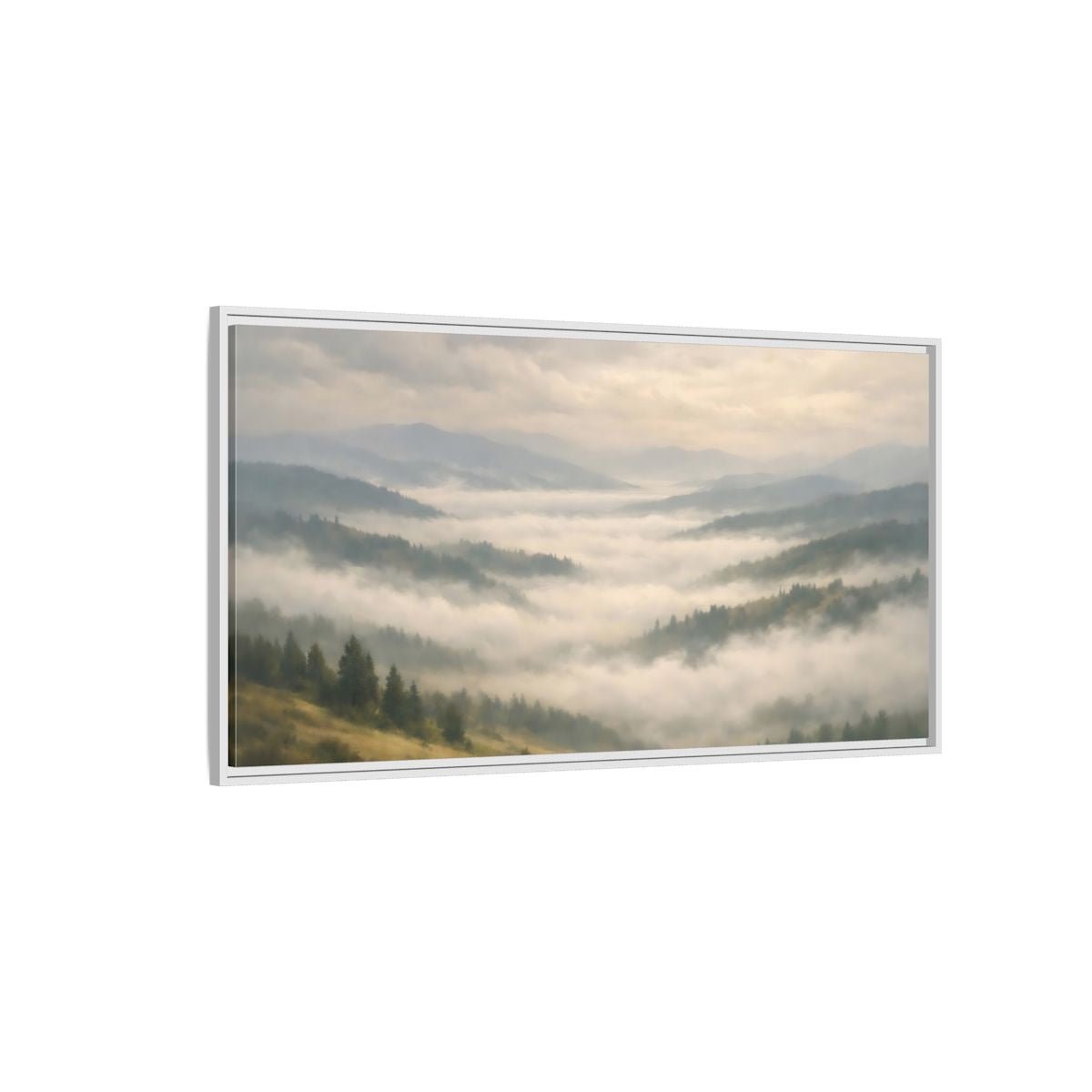 Landscape Nature Misty Mountains - Framed Canvas Wall Art Print - YesArtYes