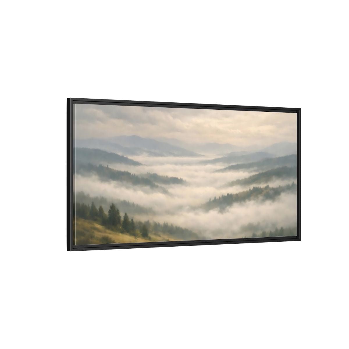 Landscape Nature Misty Mountains - Framed Canvas Wall Art Print - YesArtYes