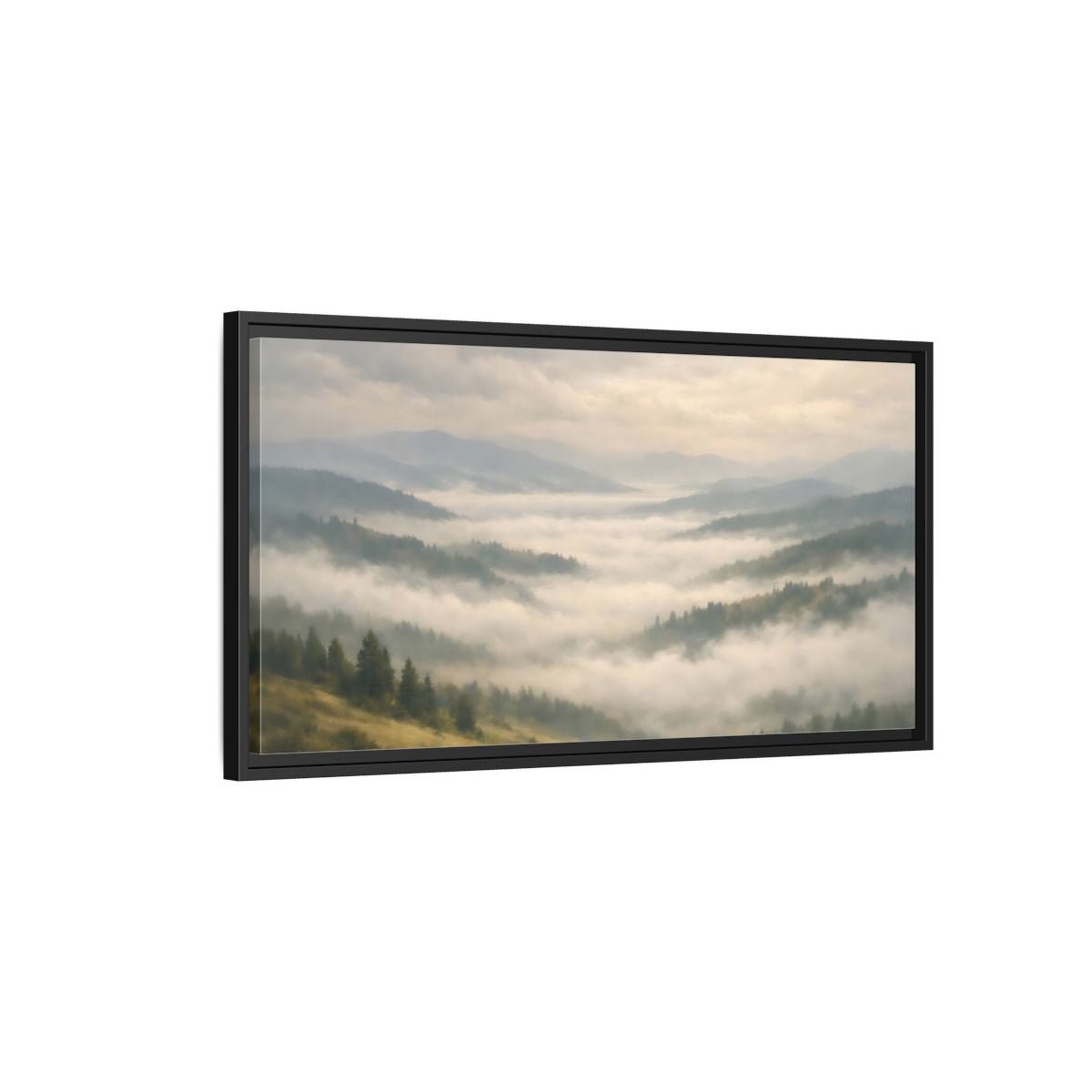 Landscape Nature Misty Mountains - Framed Canvas Wall Art Print - YesArtYes