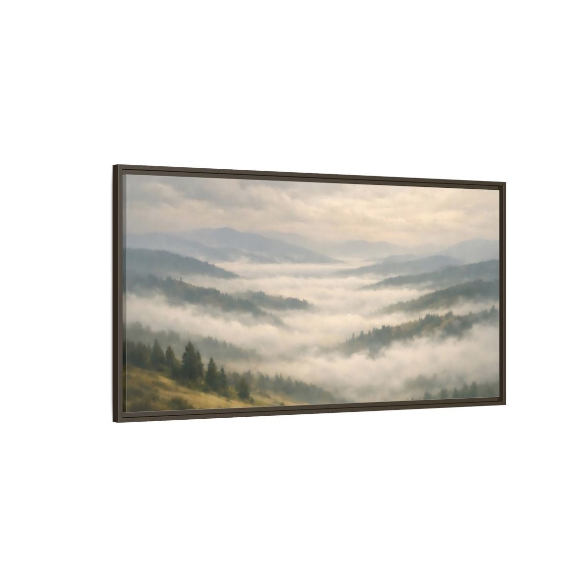 Landscape Nature Misty Mountains - Framed Canvas Wall Art Print - YesArtYes