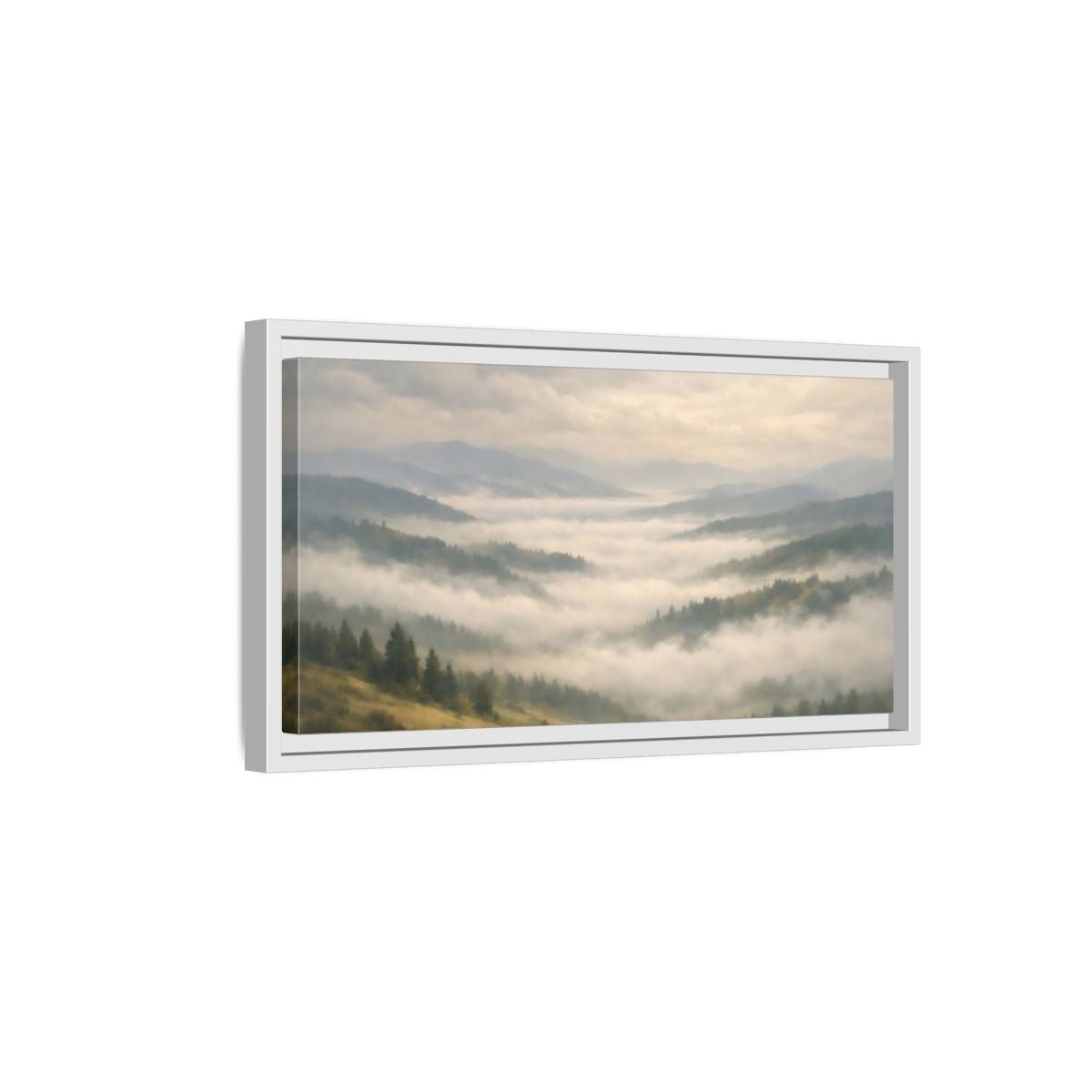 Landscape Nature Misty Mountains - Framed Canvas Wall Art Print - YesArtYes