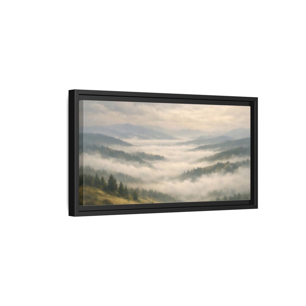 Landscape Nature Misty Mountains - Framed Canvas Wall Art Print - YesArtYes