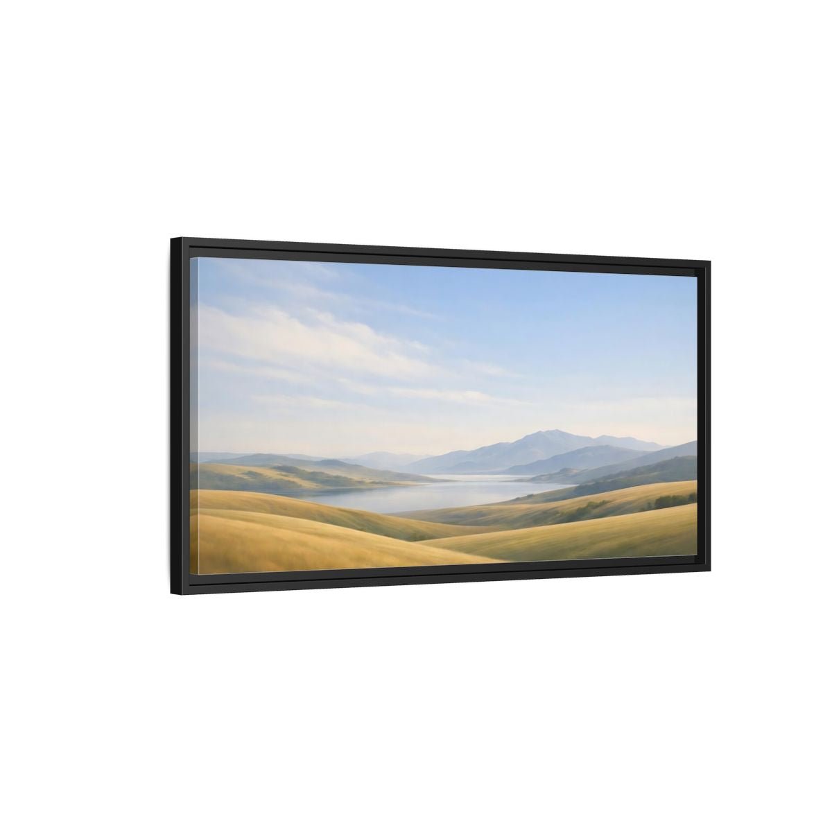 Landscape Nature Mountain Golden Hills - Framed Canvas Wall Art Print - YesArtYes