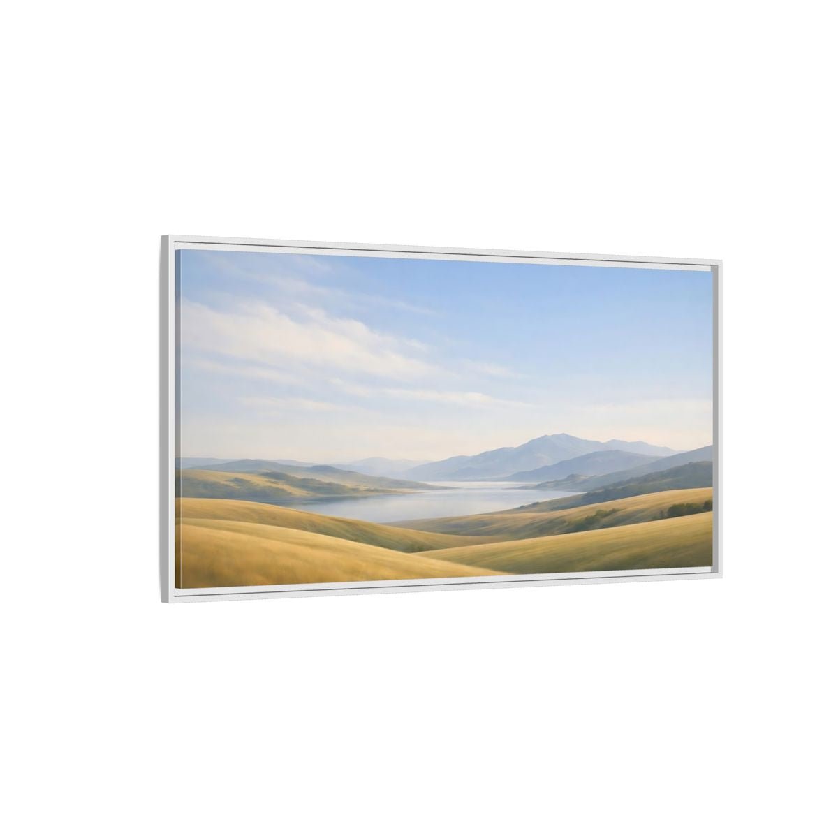 Landscape Nature Mountain Golden Hills - Framed Canvas Wall Art Print - YesArtYes
