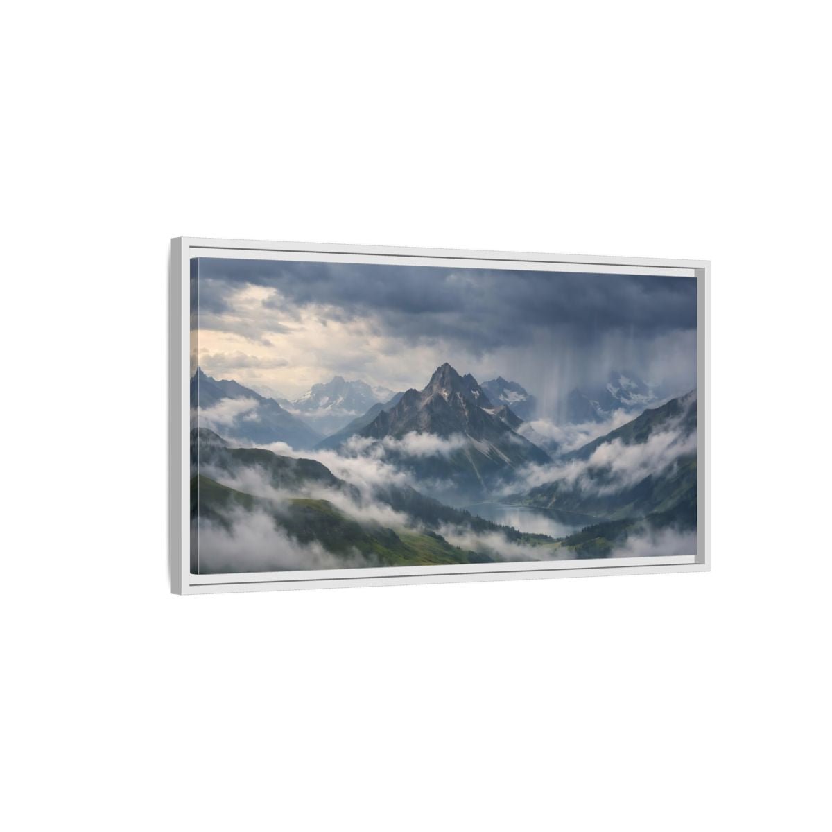 Landscape Nature Mountain Lake Scenic - Framed Canvas Wall Art Print - YesArtYes